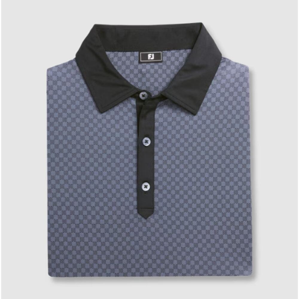 Footjoy Men's Jaquard Black Checker Lisle Golf Shirt Size L - Picture 9 of 9